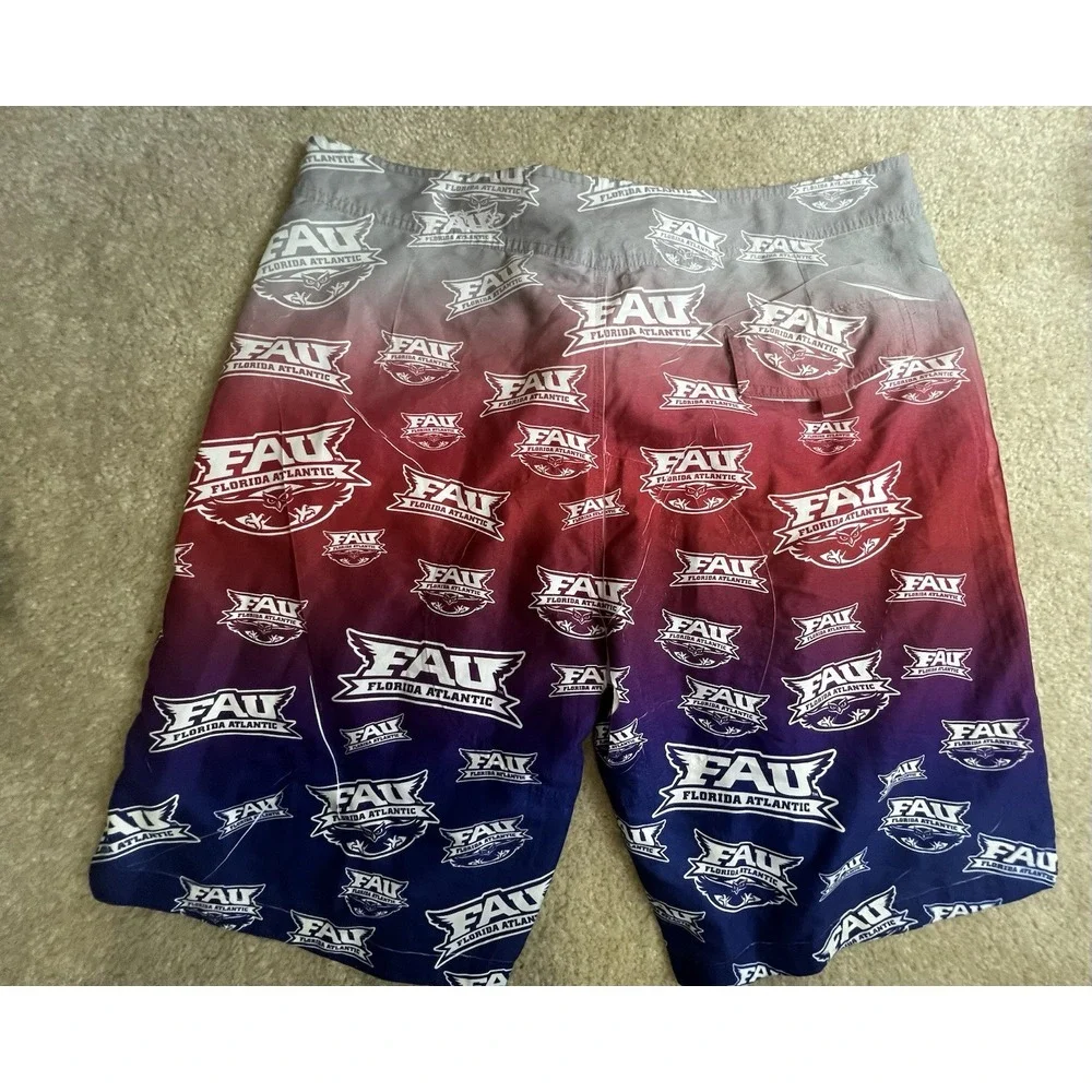 FAU Florida Atlantic University Horned Owls‎ Swim Trunks Mens 36 Board Shorts